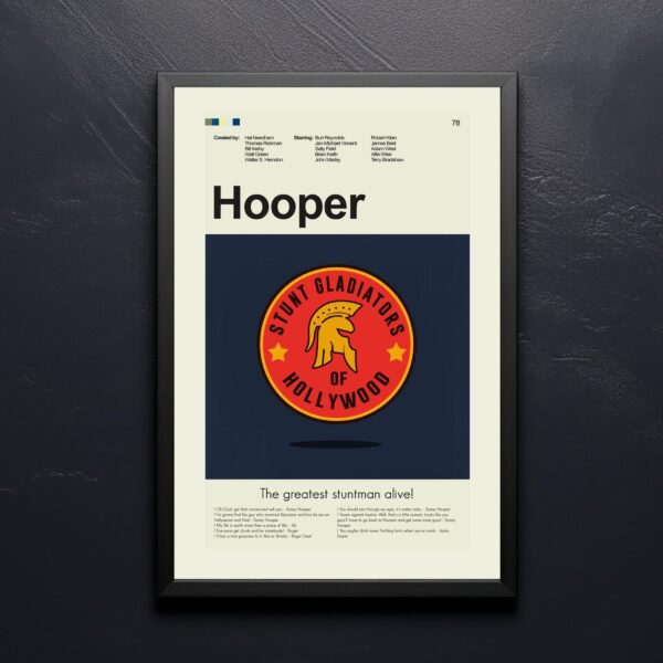 Hooper mid century modern movie poster with vintage minimalist design