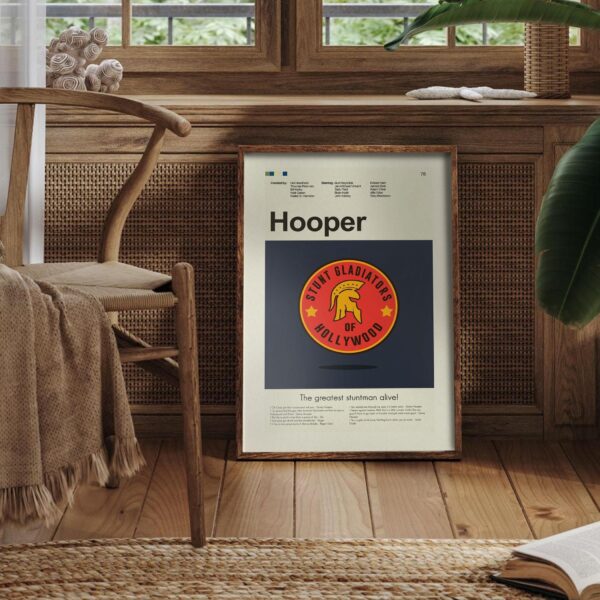 Hooper mid century modern movie poster with vintage minimalist design