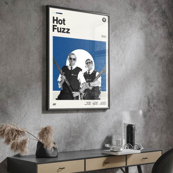 Hot Fuzz Movie Poster - Mid-Century Inspired Retro Artwork