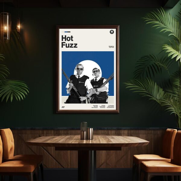 Hot Fuzz Movie Poster - Mid-Century Inspired Retro Artwork