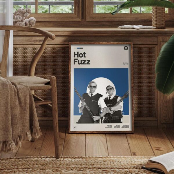 Hot Fuzz Movie Poster - Mid-Century Inspired Retro Artwork