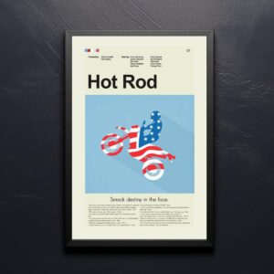 Mid-century modern Hot Rod movie poster featuring vintage car and furniture design
