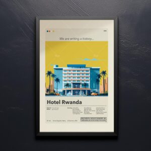 Mid-century modern style Hotel Rwanda movie poster wall art