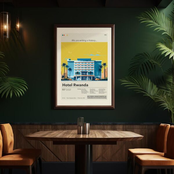 Mid-century modern style Hotel Rwanda movie poster wall art