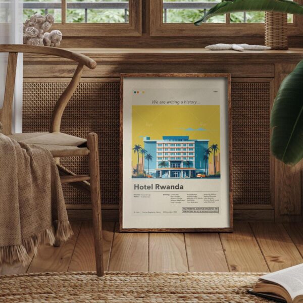 Mid-century modern style Hotel Rwanda movie poster wall art