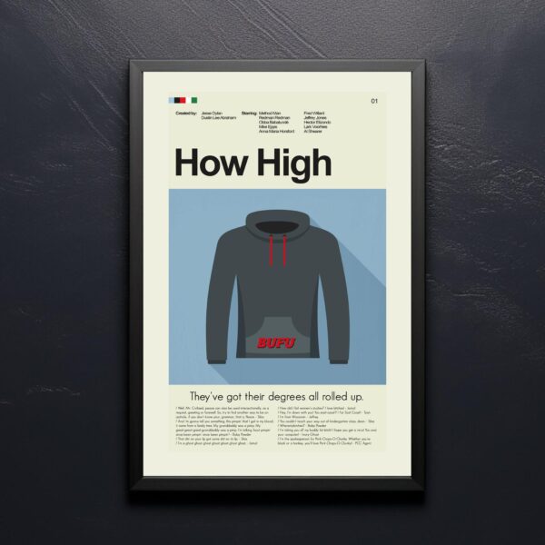 Mid-century modern How High movie poster with vintage advertising style