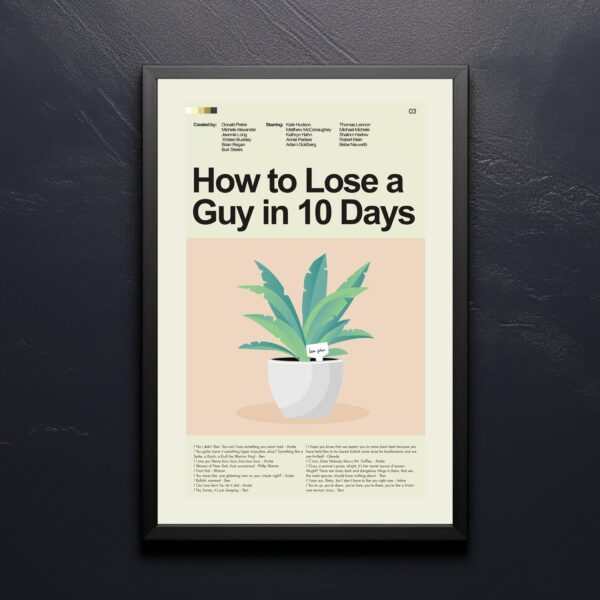 Mid-century modern style poster of How to Lose a Guy in 10 Days movie
