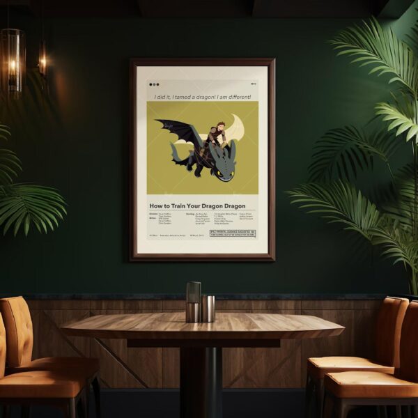 Mid-century modern How to Train Your Dragon movie wall art poster