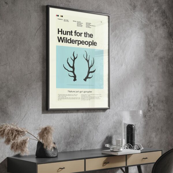 Hunt for the Wilderpeople movie poster in mid-century modern style