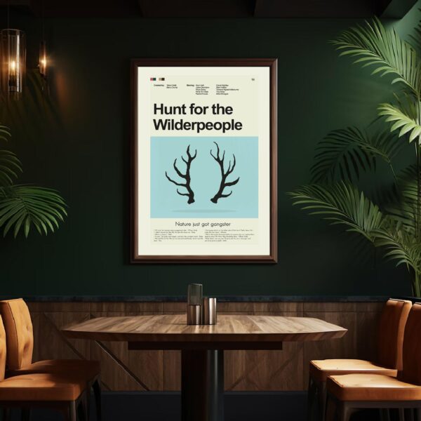 Hunt for the Wilderpeople movie poster in mid-century modern style