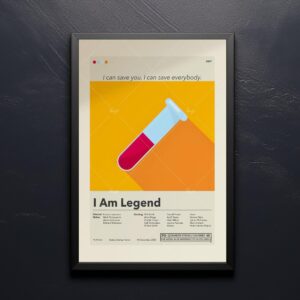 Mid-century modern I Am Legend movie graphic poster in vintage style