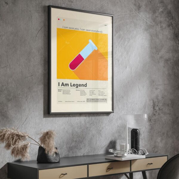 Mid-century modern I Am Legend movie graphic poster in vintage style