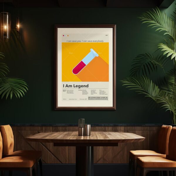 Mid-century modern I Am Legend movie graphic poster in vintage style