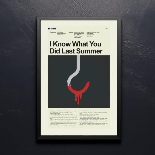 Mid-century modern poster of I Know What You Did Last Summer movie artwork