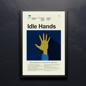 Idle Hands mid-century modern movie poster featuring a stylish house illustration