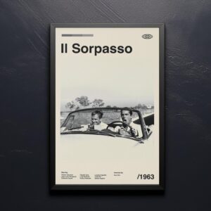 Il Sorpasso mid-century poster, retro artwork for film lovers