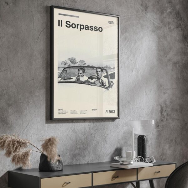 Il Sorpasso mid-century poster, retro artwork for film lovers