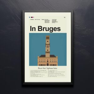 In Bruges movie poster in modern mid-century design style