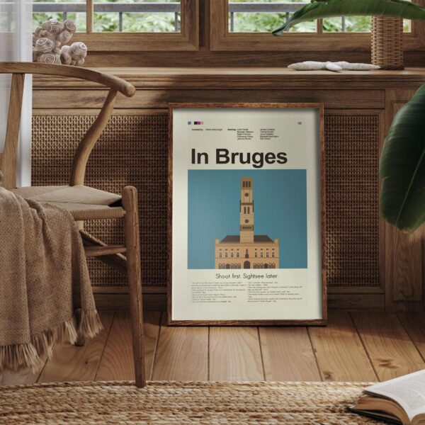 In Bruges movie poster in modern mid-century design style