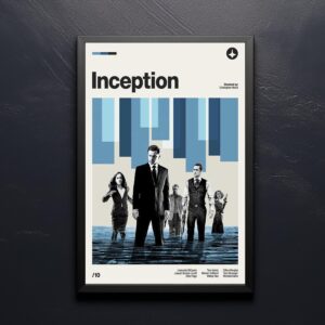 Inception movie poster - mid-century poster print