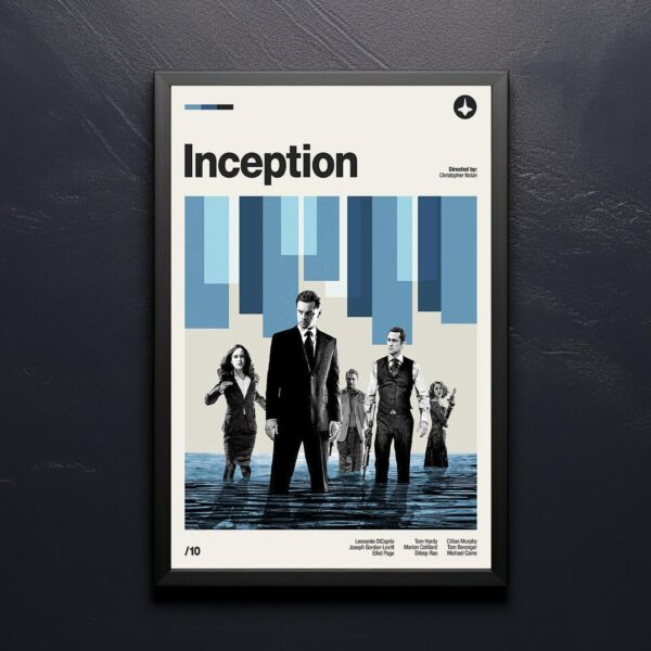 Inception movie poster - mid-century poster print