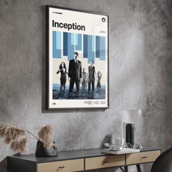 Inception movie poster - mid-century poster print
