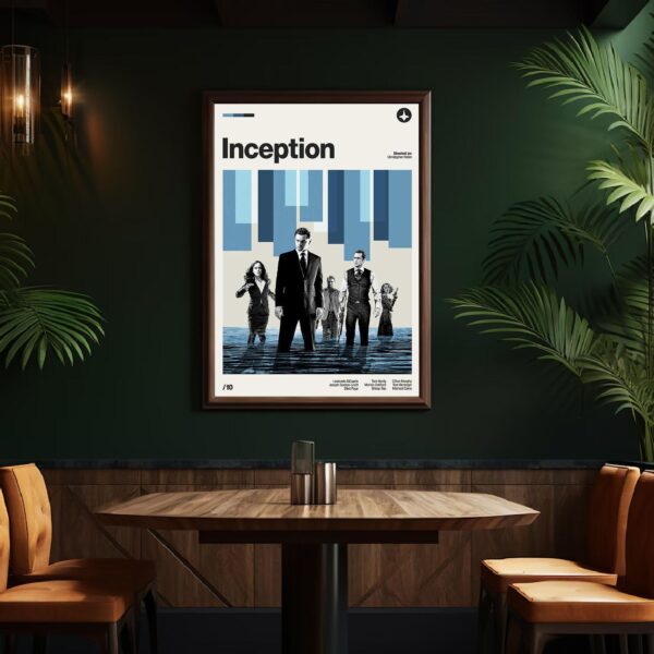 Inception movie poster - mid-century poster print