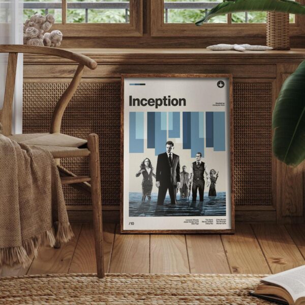 Inception movie poster - mid-century poster print