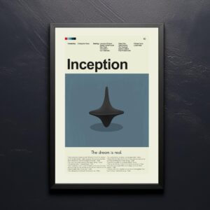 Inception movie poster with mid-century modern design elements