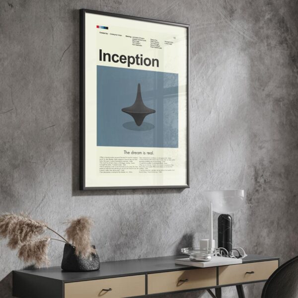 Inception movie poster with mid-century modern design elements