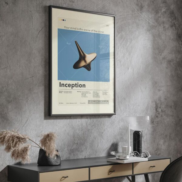 Mid-century modern Inception movie poster with abstract geometric design