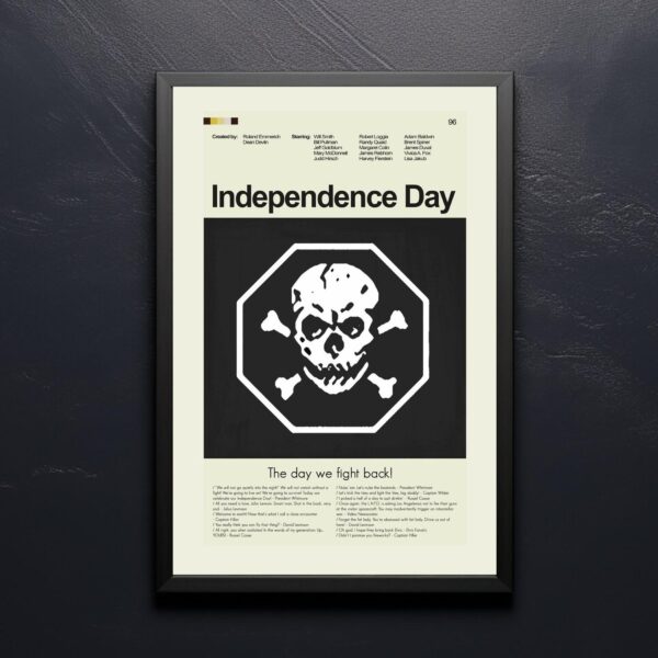 Large mid-century modern Independence Day movie poster with vintage design