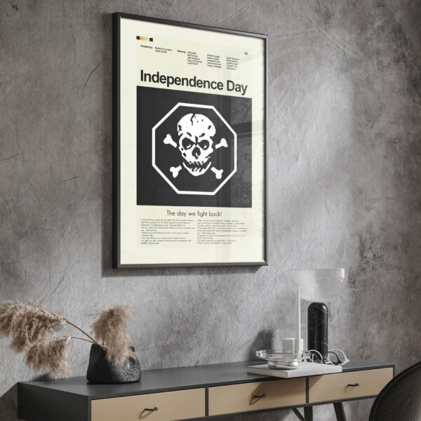 Large mid-century modern Independence Day movie poster with vintage design
