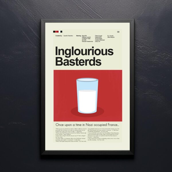 Mid-century modern poster of Inglourious Basterds movie artwork