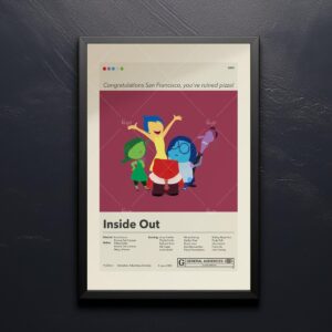 Mid-century modern Inside Out 2 movie poster wall art