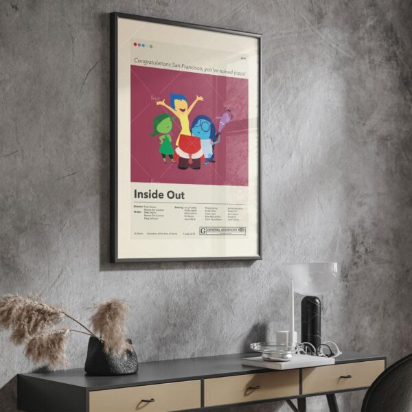 Mid-century modern Inside Out 2 movie poster wall art
