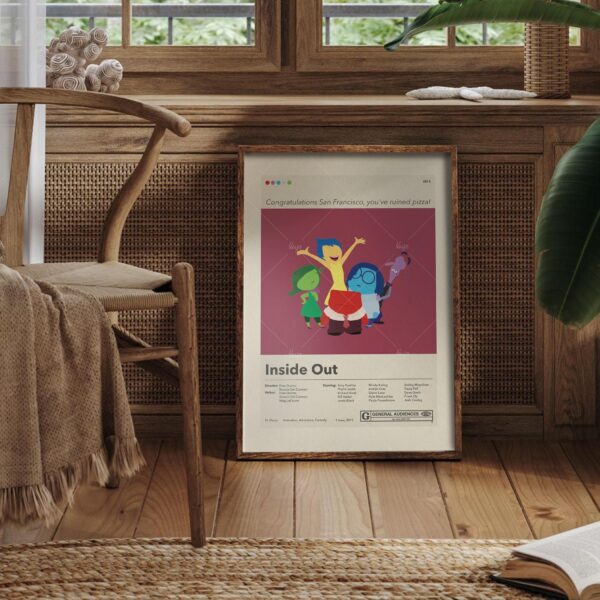 Mid-century modern Inside Out 2 movie poster wall art