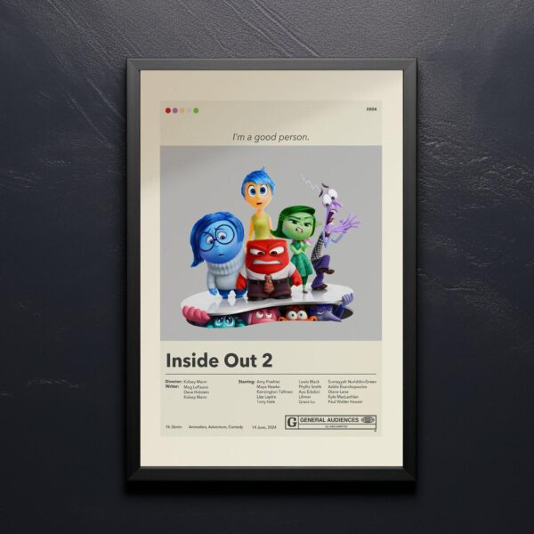 Mid-century modern style Inside Out 2 movie poster with retro design
