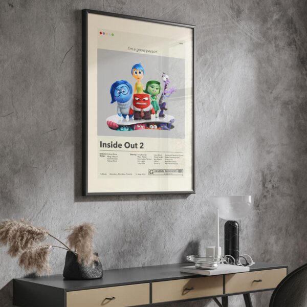 Mid-century modern style Inside Out 2 movie poster with retro design