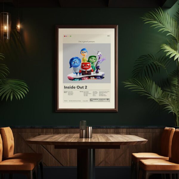 Mid-century modern style Inside Out 2 movie poster with retro design