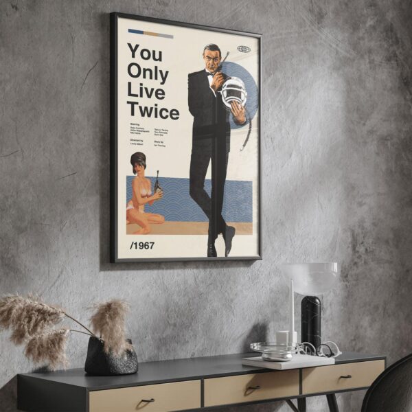 Mid-century modern graphic design poster of You Only Live Twice movie