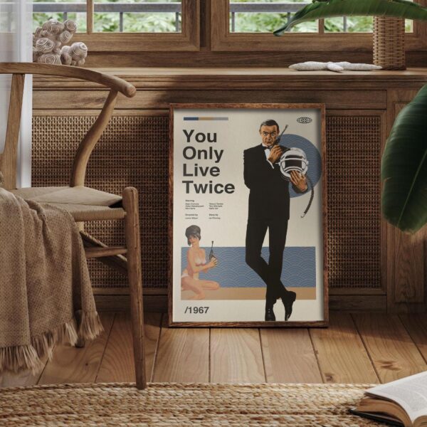 Mid-century modern graphic design poster of You Only Live Twice movie