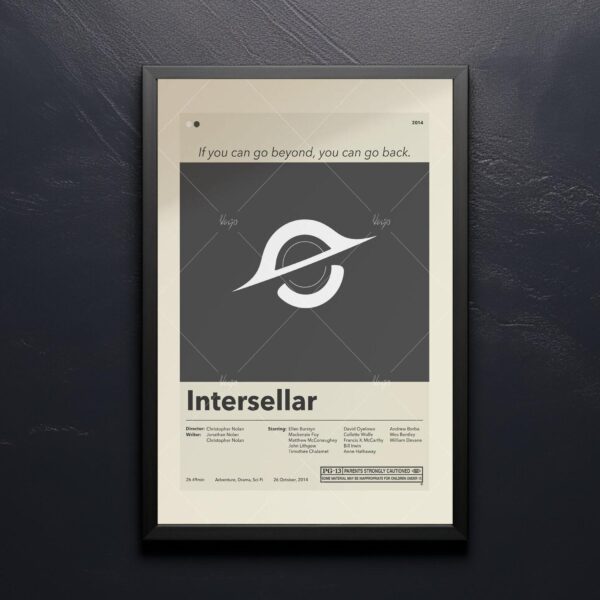 Mid-century modern style Interstellar movie poster with retro furniture design
