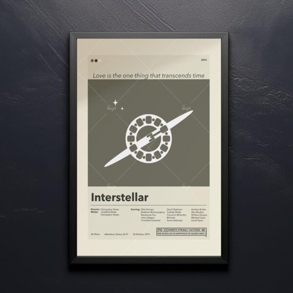 Mid-century modern style Interstellar movie poster design with abstract shapes