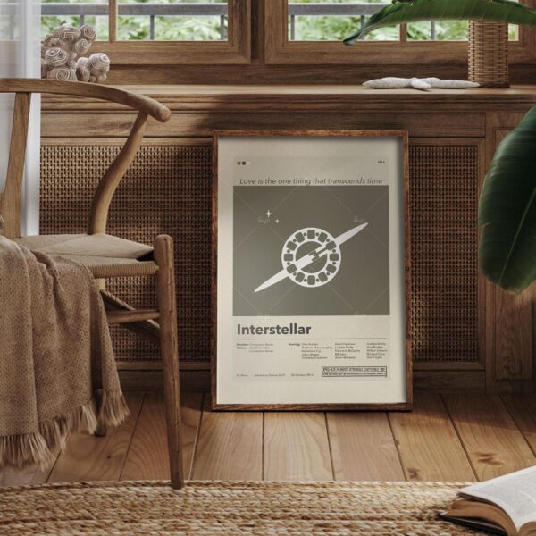 Mid-century modern style Interstellar movie poster design with abstract shapes