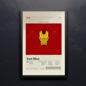 Mid-century modern Iron Man movie poster art with vintage design
