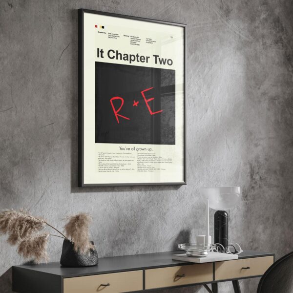 Mid-century modern style poster of It Chapter Two movie artwork