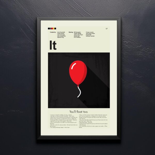 Mid-century modern style poster of the movie It from mid 20th century