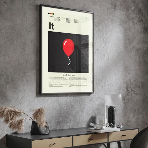 Mid-century modern style poster of the movie It from mid 20th century
