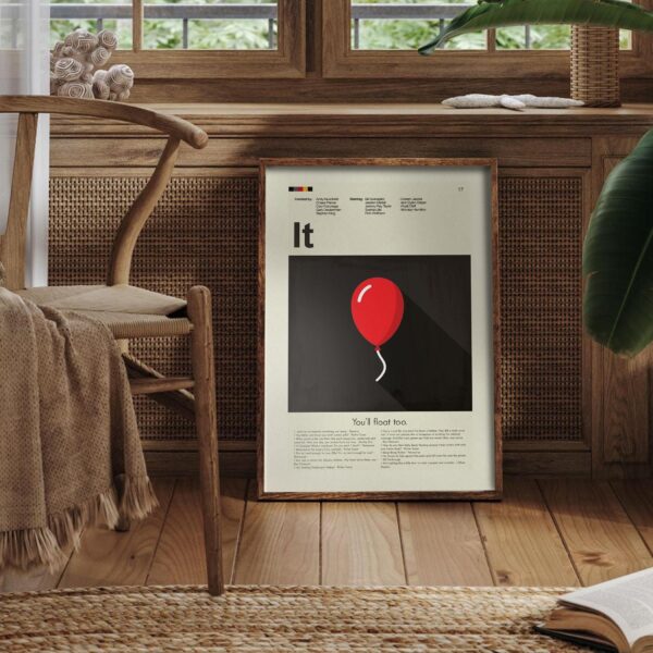 Mid-century modern style poster of the movie It from mid 20th century